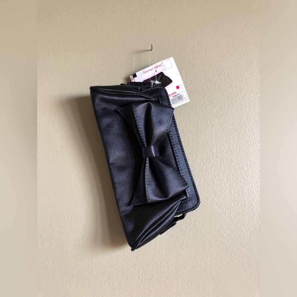 NWT Caboodles Black Satin Makeup Bag Cosmetic Case Bow Detail